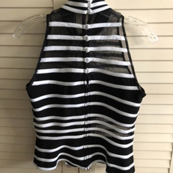 Women's JM Collection Striped High Neck Tank Top Size 8 - Picture 7 of 9